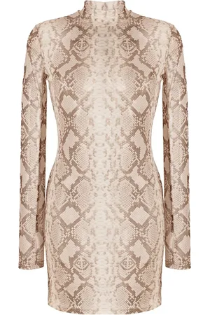 Philipp Plein Snakeskin-print mock neck dress