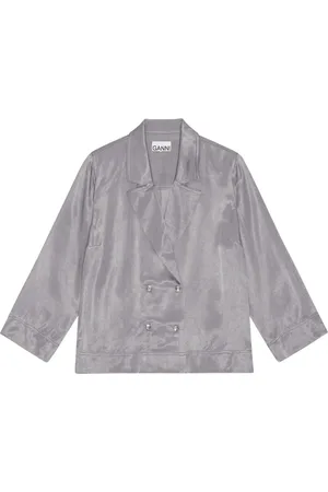 Ganni Double-breasted satin blazer