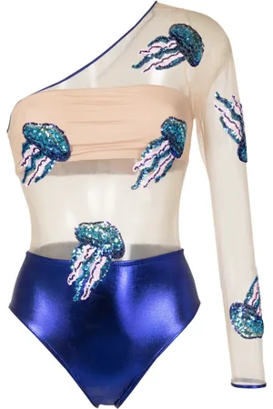 Brigitte Sequin-embellished metallic one-piece