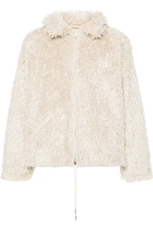 Marni Logo-patch faux-shearling jacket