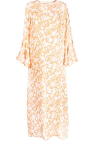 Bambah Floral-print ruffled kaftan dress