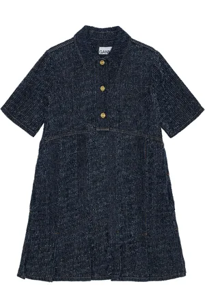 Ganni Short-sleeve denim mini dress