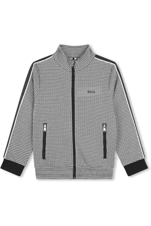 HUGO BOSS Houndstooth-pattern zip-up sweatshirt