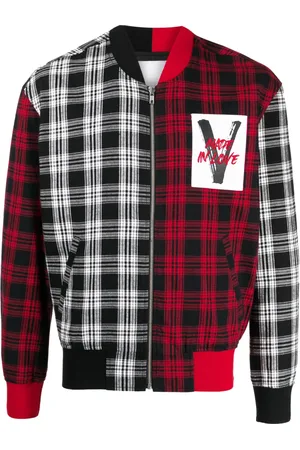 Ports V Mix-plaid cotton bomber jacket