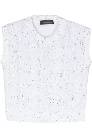 LORENA ANTONIAZZI Sequin-embellished knitted tank top