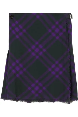 Burberry Check-pattern frayed kilt