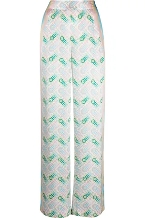 Casablanca Graphic-print straight-leg silk trousers