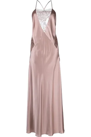 Michelle Mason Lace-inset gown long sleeveless dress