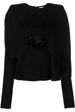Saint Laurent Flower crepe long-sleeve top