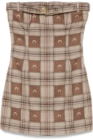 Marine Serre Moon check-jacquard mini dress