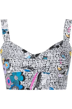 AMIR SLAMA Graphic-print sweetheart-neck top