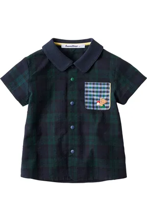 Familiar Appliqu??-detail checked shirt