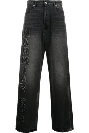 Nahmias Logo-patch cotton wide-leg jeans