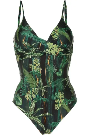 Lygia & Nanny Bianca twisted leaf-print swimsuit
