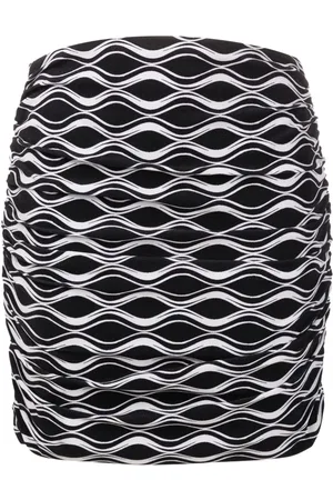 AMIR SLAMA Ruched wave-print mini skirt