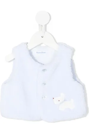 Familiar Embroidered-dog faux-fur waistcoat