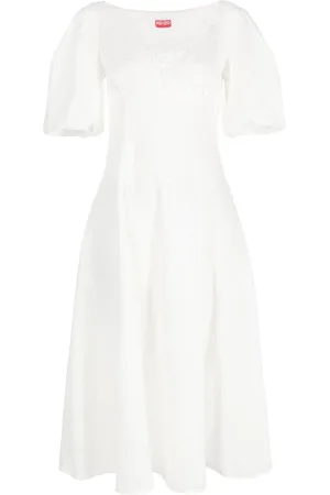 Kenzo Puff-sleeve embroidered midi dress