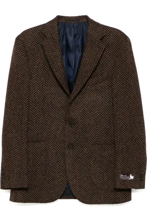MAN ON THE BOON. Herringbone single-breasted blazer