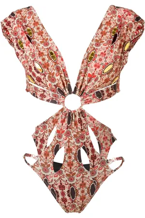 AMIR SLAMA Floral-print cut-out swimsuit