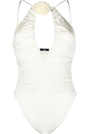 Noire Swimwear Floral-appliqu?? ruched swimsuit