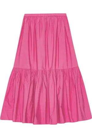 Ganni Ruffled organic-cotton midi skirt