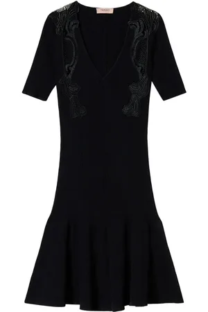 Twin-Set Lace-detail rib-knit minidress