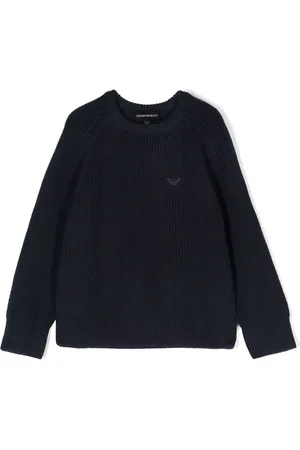 Emporio Armani Logo-embroidered chunky-knit jumper
