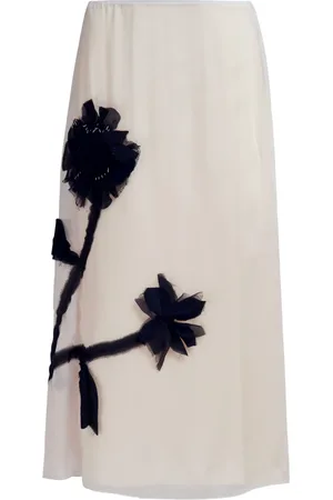 Marni Floral-appliqu?? silk midi skirt