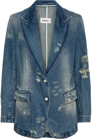Seen Users Silhouette distressed denim blazer