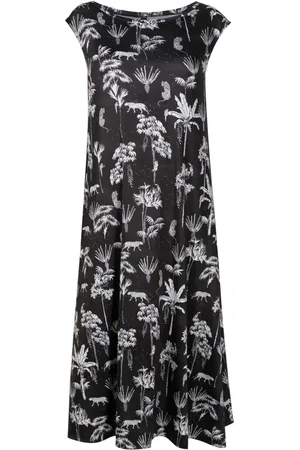 Lygia & Nanny Tie botanical-print midi dress
