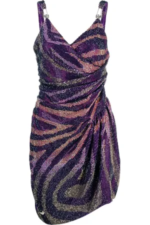 Philipp Plein Crystal-embellished zebra-print dress