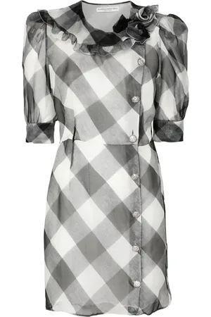 Alessandra Rich Checked silk mini dress