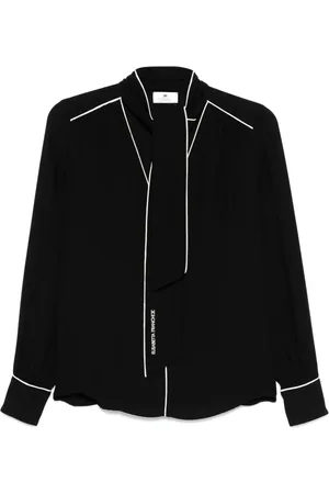 Elisabetta Franchi Piped-trim tie-neck blouse