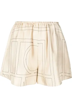 Totême Monogram-print silk shorts