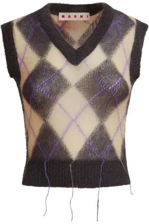 Marni Check-print knitted vest