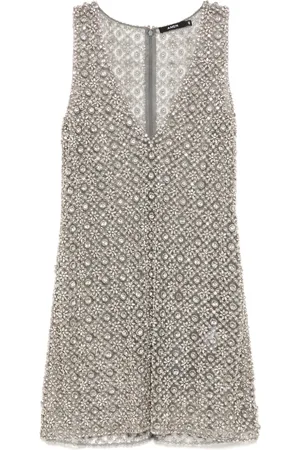 AMEN Net-embroidered mini dress