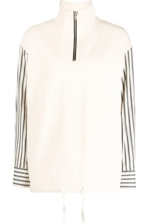 GOEN.J Poplin striped-sleeve sweatshirt