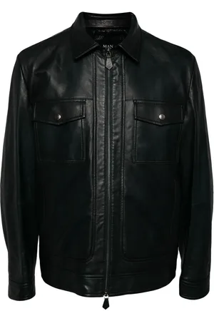 MAN ON THE BOON. Two-way zip leather jacket