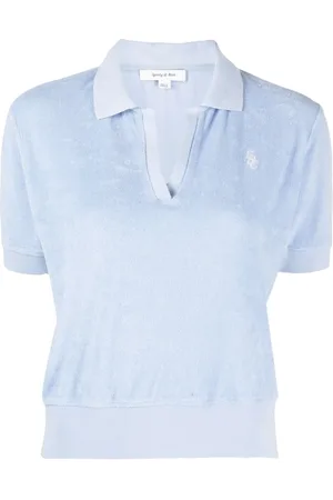 Sporty & Rich Logo-patch V-neck polo shirt