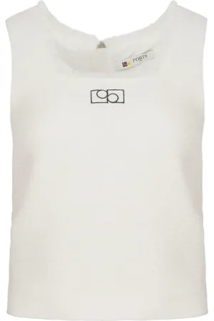 PORTS 1961 Logo-embroidered tweed top