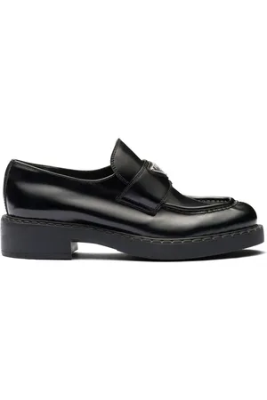 Prada Chocolate brushed leather loafers