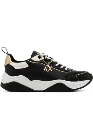 Armani Exchange Logo-charm leather lace-up sneakers
