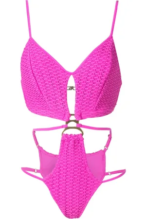 AMIR SLAMA Woven cut-out one-piece