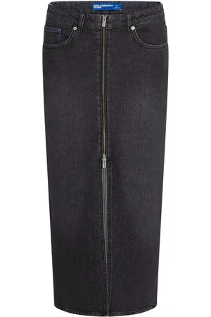 Karl Lagerfeld Zip-front denim midi skirt