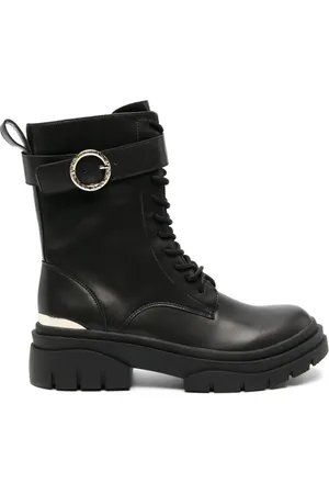 Roberto Cavalli Belted-ankle leather boots
