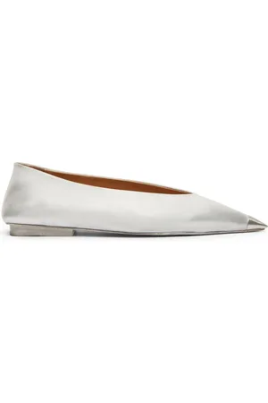 MARSÈLL Pointed-toe leather ballerina shoes