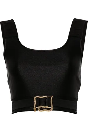 Roberto Cavalli Logo-straps crop top