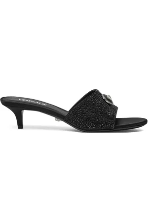 VERSACE 45mm Alia Medusa embellished mules