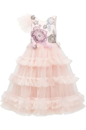 Tulleen Lilac floral-embroidered tulle dress