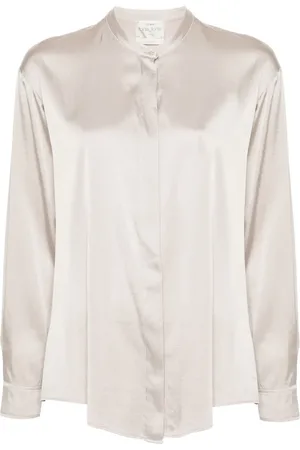 FORTE FORTE Band-collar satin shirt